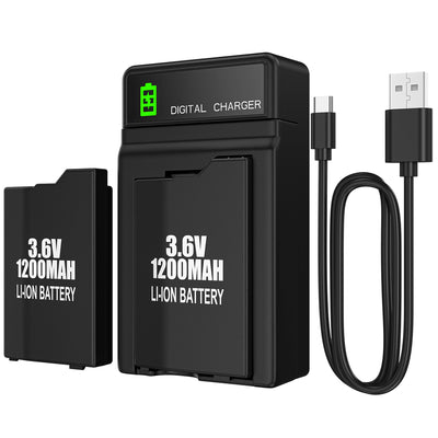 RUNTOGOL 2 Pcs 3.6v 1200mAh PSP 2000/3000 Battery and Charger