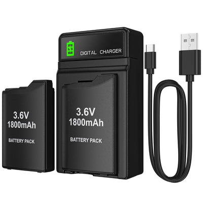 RUNTOGOL 2Pcs 1800mAh PSP-1000 Battery and Charger