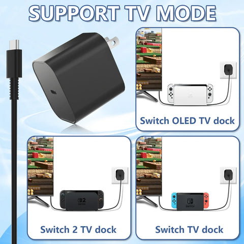 RUNTOHOL Charger for Switch 2 with 4.9Ft USB-C Cable