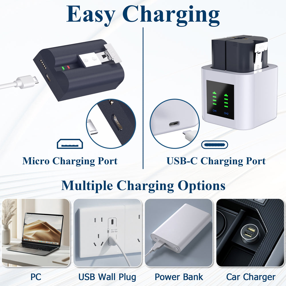 RUNTOGOL 2 Pack 7000mAh Rechargeable Battery for Ring-Doorbell with Charger Dock