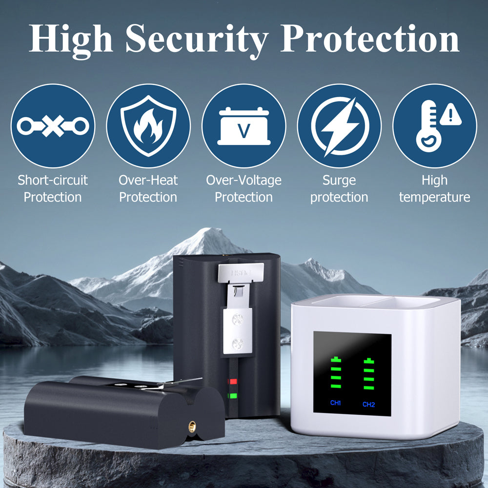 RUNTOGOL 2 Pack 7000mAh Rechargeable Battery for Ring-Doorbell with Charger Dock