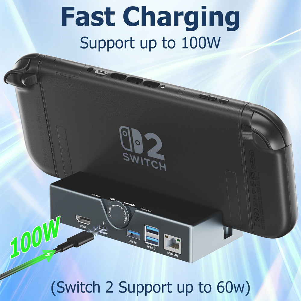 RUNTOGOL Switch 2 Dock,Premium Metal Switch 2 Docking Station with Adjustable Knob