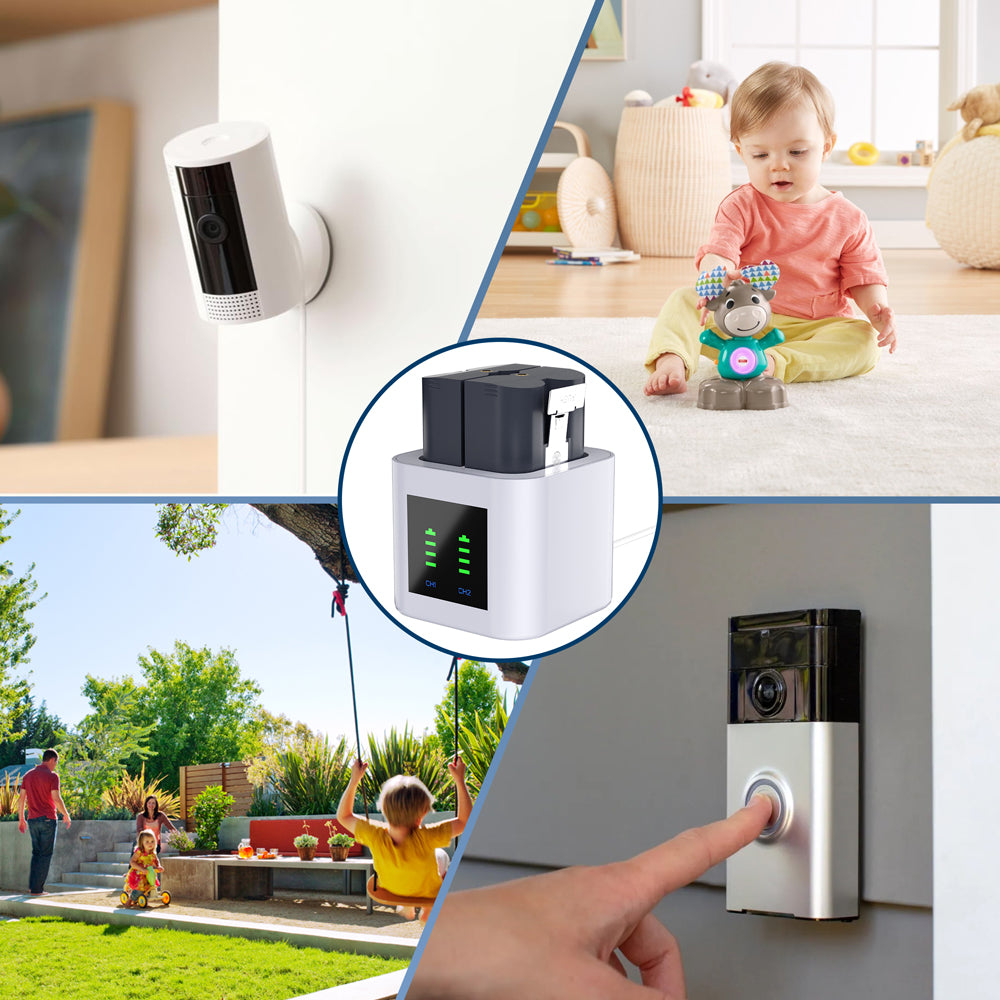 RUNTOGOL 2 Pack 7000mAh Rechargeable Battery for Ring-Doorbell with Charger Dock
