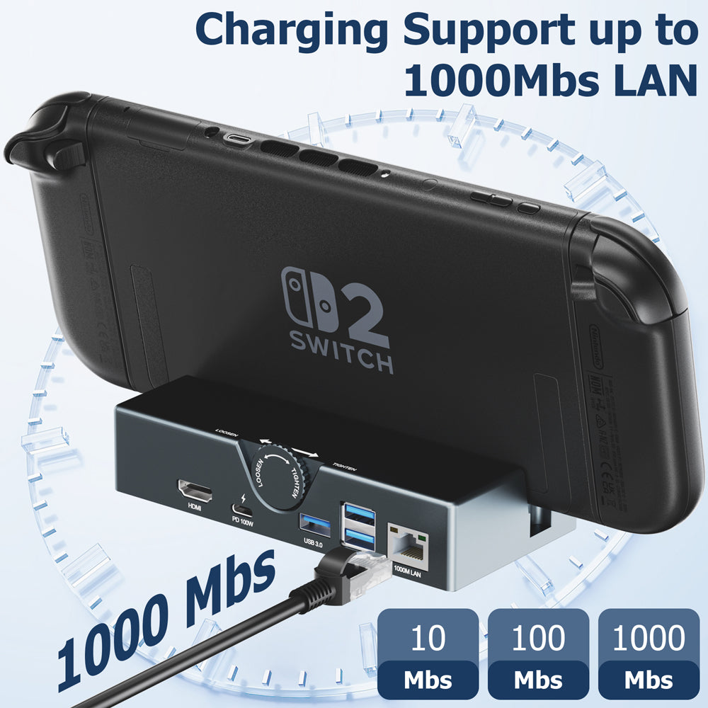 RUNTOGOL Switch 2 Dock,Premium Metal Switch 2 Docking Station with Adjustable Knob