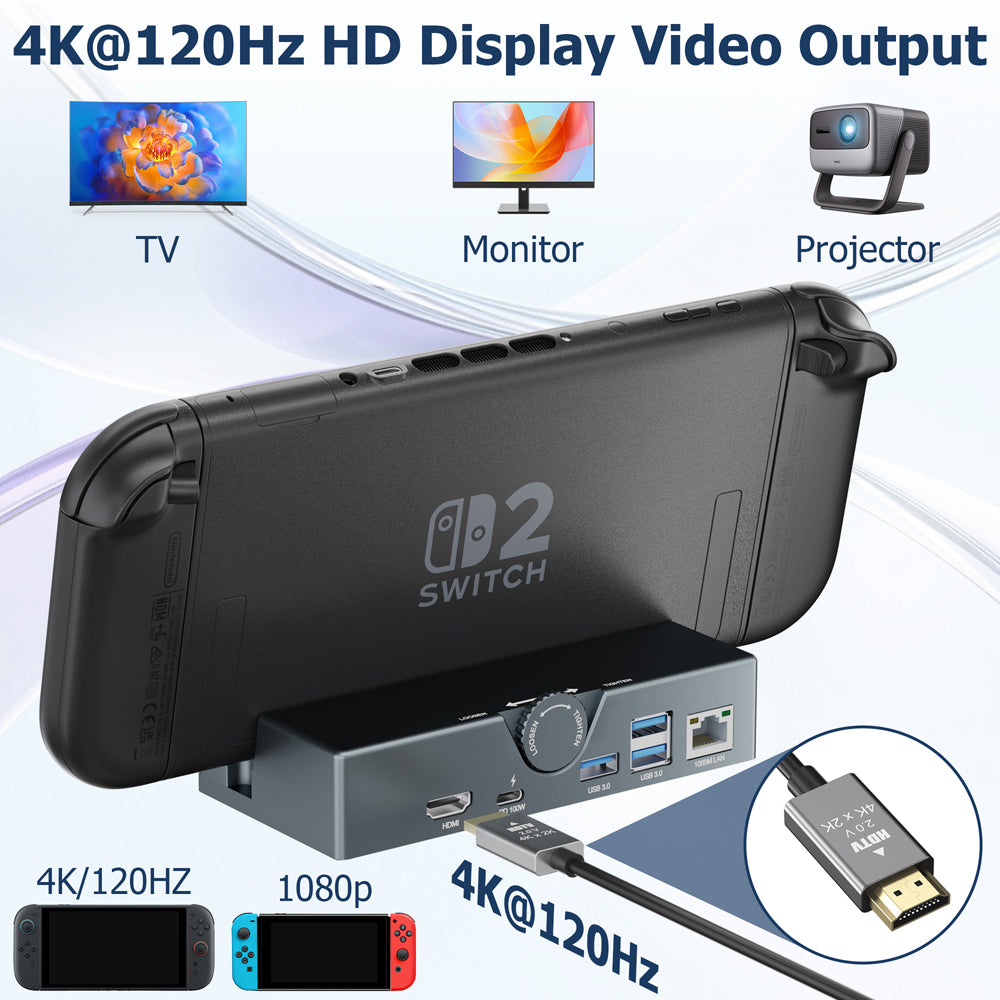 RUNTOGOL Switch 2 Dock,Premium Metal Switch 2 Docking Station with Adjustable Knob