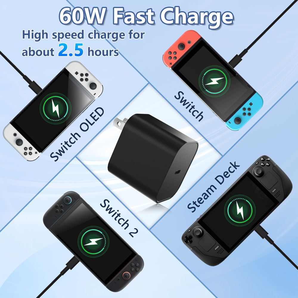 RUNTOGOL Charger for Switch 2 with 4.9Ft USB-C Cable