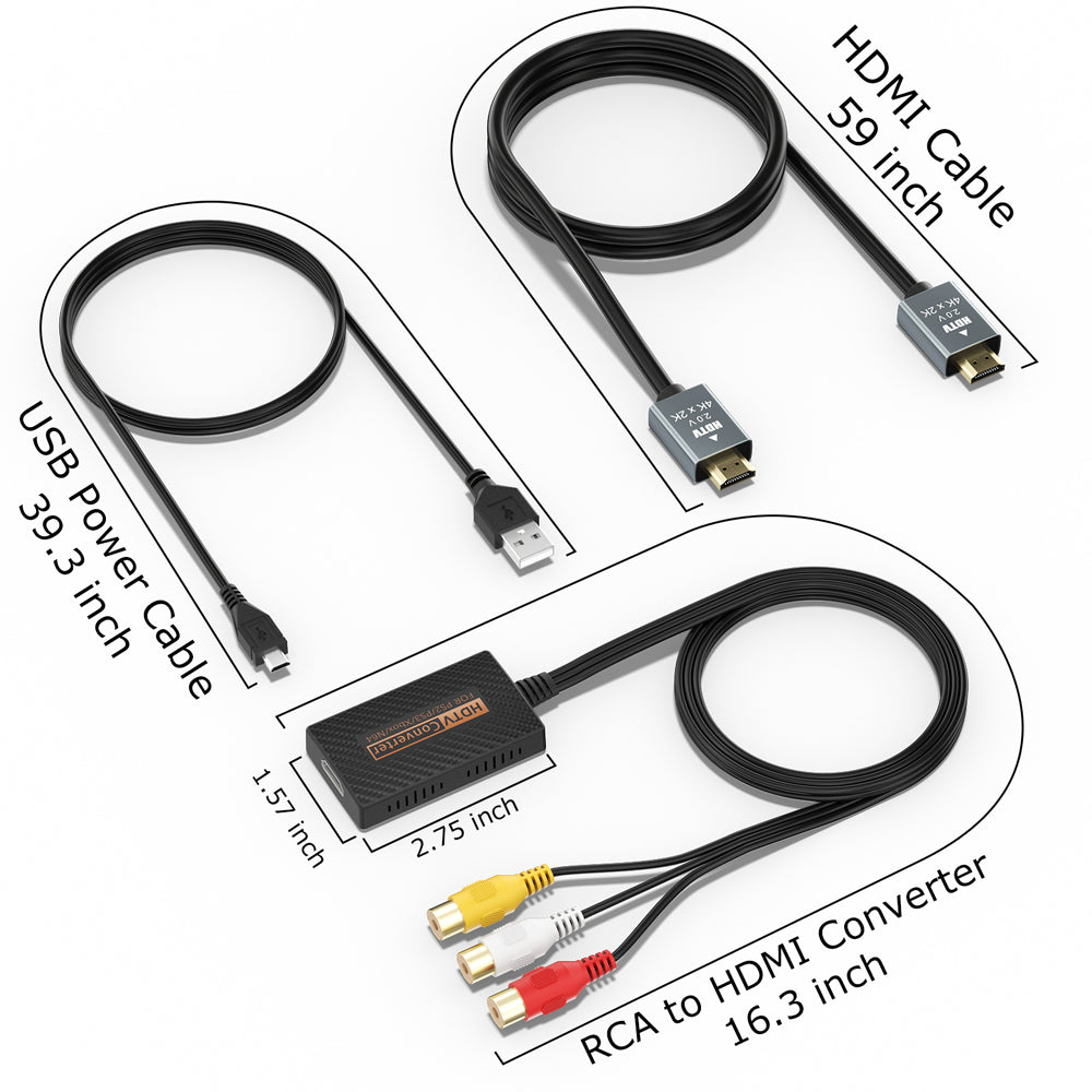 RUNTOGOL RCA to HDMI Converter with HDMI Cable for Xbox/Wii/PS2/PS3