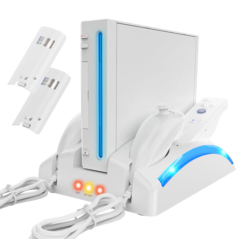 RUNTOGOL Game Organizer Station for Wii Remote Charger with 2 Pcs Rechargeable Battery