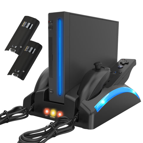 RUNTOGOL Game Organizer Station for Wii Remote Charger with 2 Pcs Rechargeable Battery
