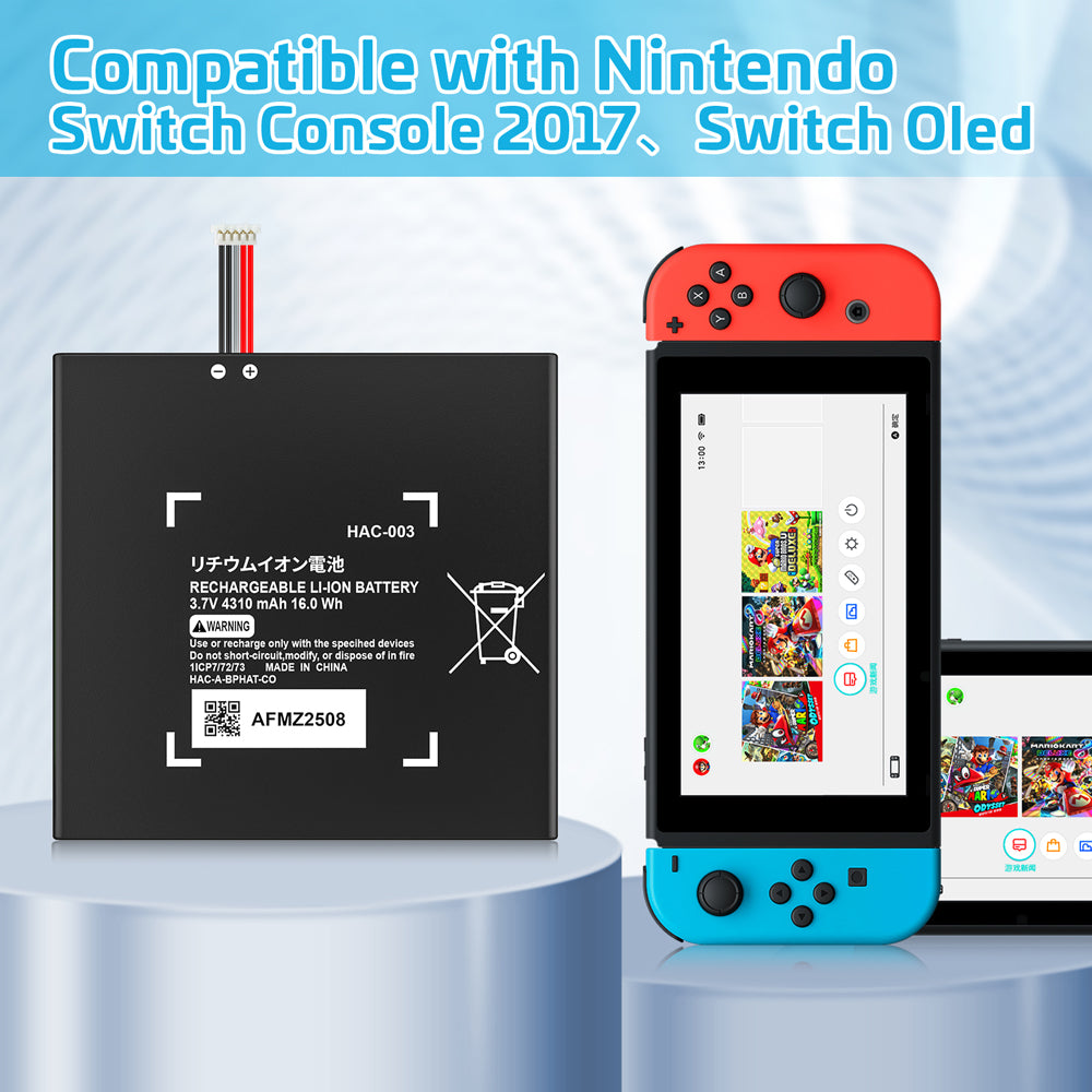 RUNTOGOL 4310mAh Switch Battery with Installation Tool kit