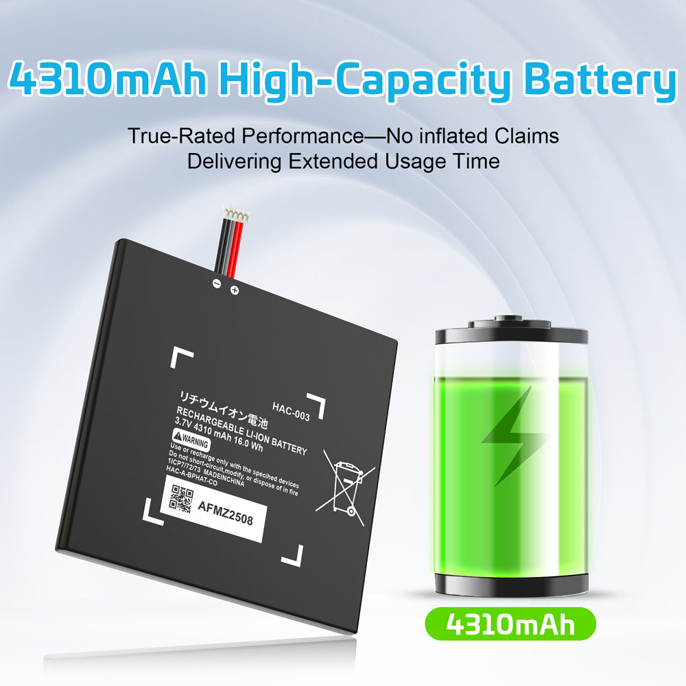 RUNTOGOL 4310mAh Switch Battery with Installation Tool kit