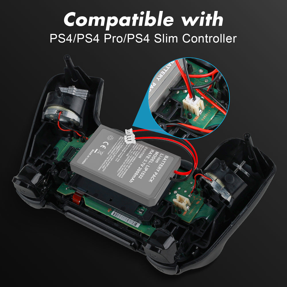 RUNTOGOL 2 Pack 2000mAh Batteries for PS4 Pro/PS4 Slim Controller with Tool Kit