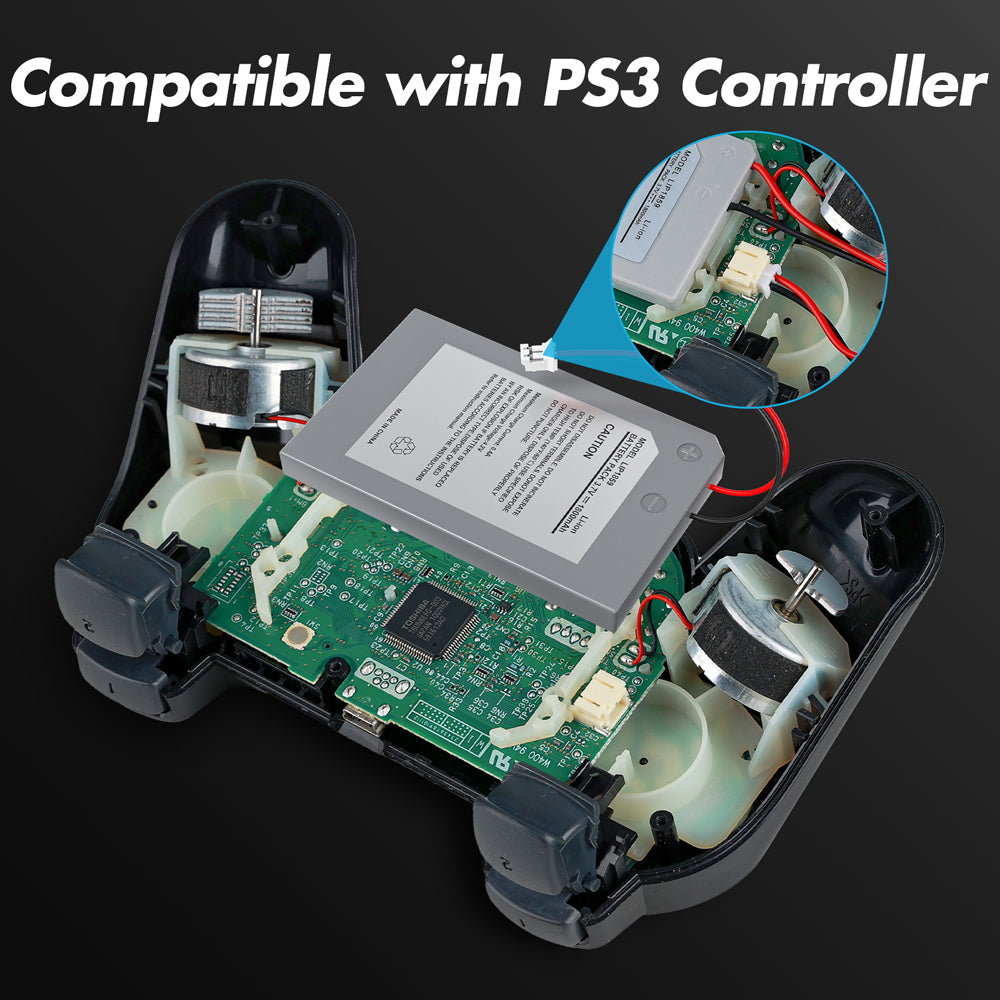 RUNTOGOL 2 Pack 1800mAh Batteries for PS3 Controller with Tool Kit