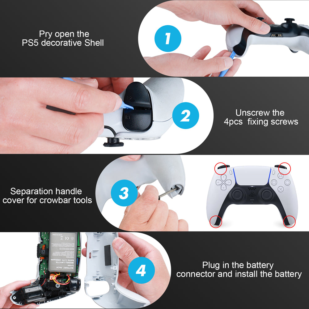 RUNTOGOL 2 Pack Batteries for PS5 Controller with USB-C Cable and Tool Kit