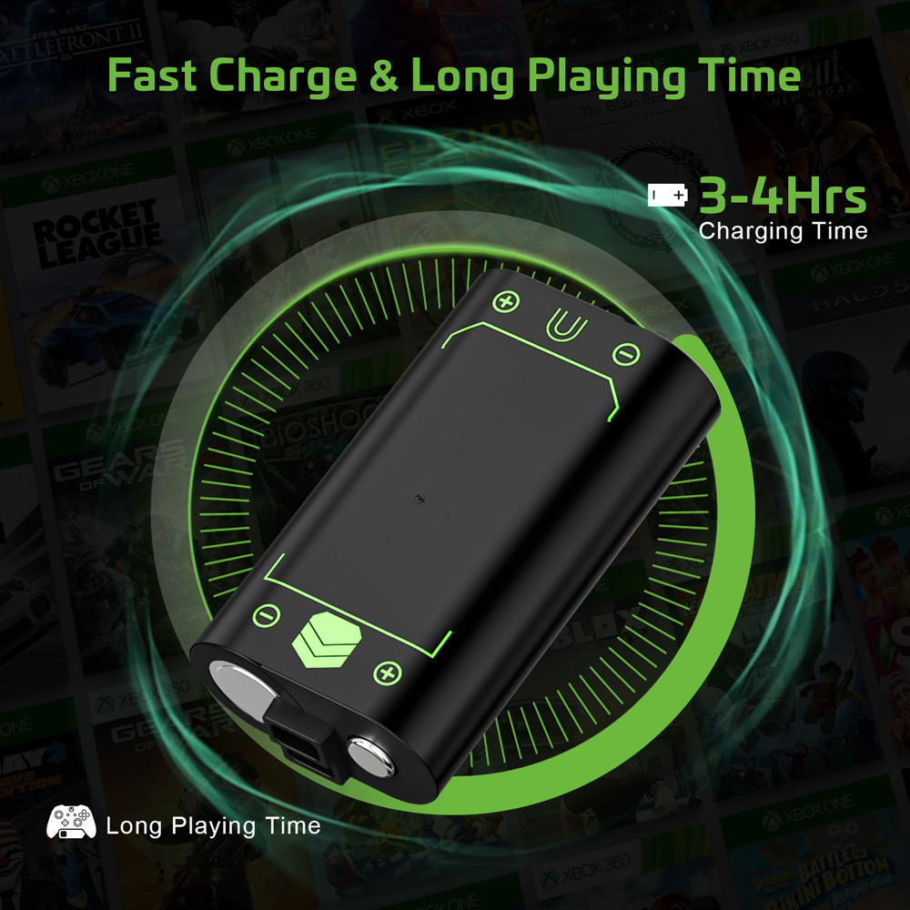 RUNTOGOL 2 Pack 2500mAh Batteries with Charging Station for Xbox Series X|S/One Controller