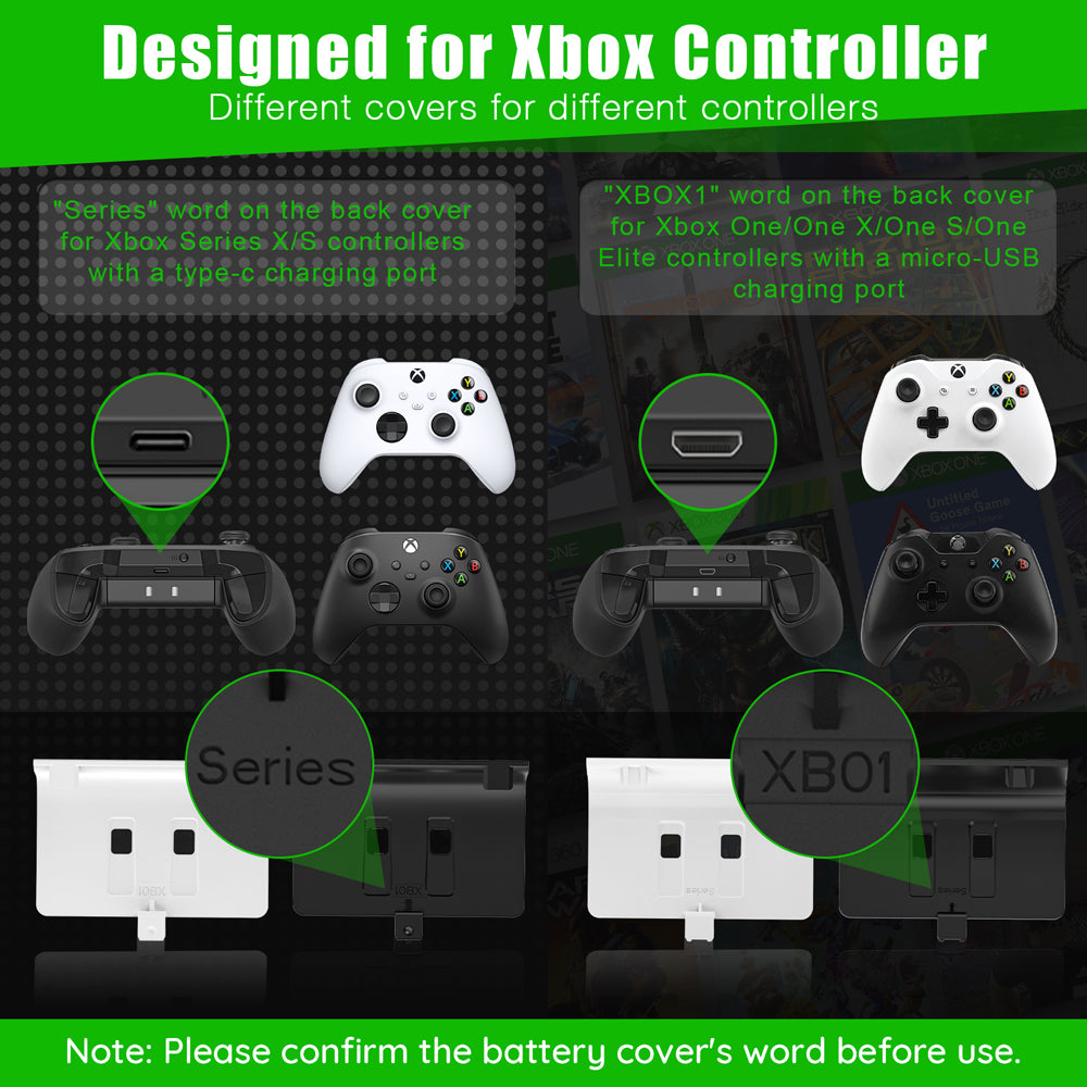 RUNTOGOL 2 * 1100mah Xbox Controller Batteries with Dual Dock Charging Station
