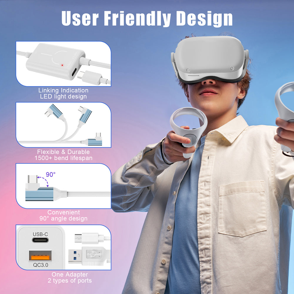 RUNTOGOL 16FT Link Cable for Oculus Quest 2/1 Accessories with Adapter