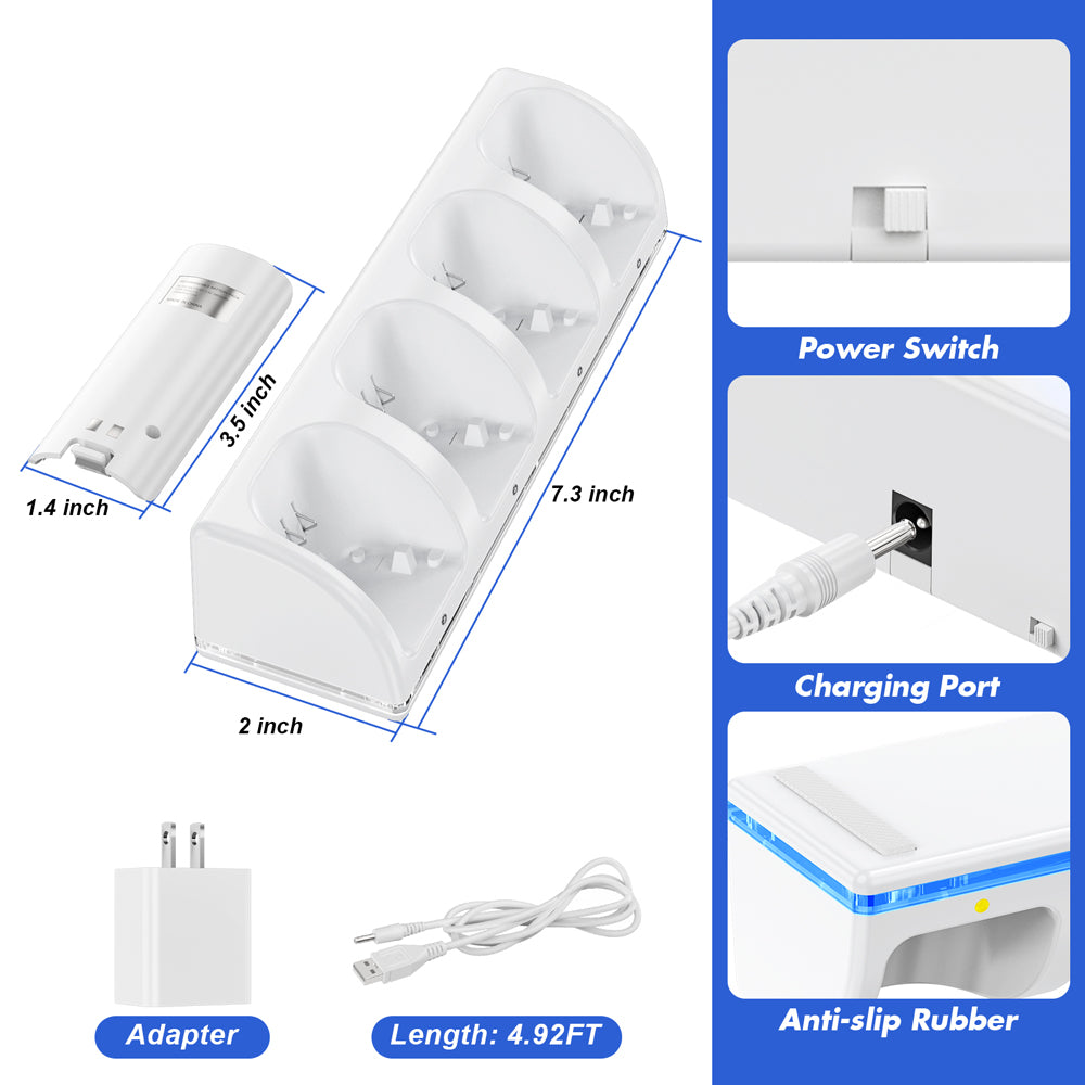 RUNTOGOL Remote Controller Charger Station for Wii/Wii U with 4 Pack 2800mAh  Batteries