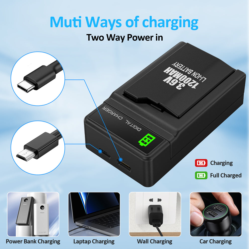 RUNTOGOL 2 Pcs 3.6v 1200mAh PSP 2000/3000 Battery and Charger