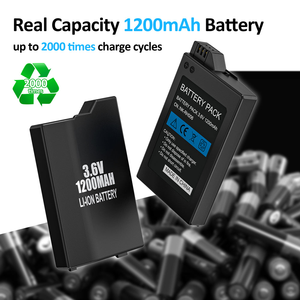 RUNTOGOL 2 Pcs 3.6v 1200mAh PSP 2000/3000 Battery and Charger