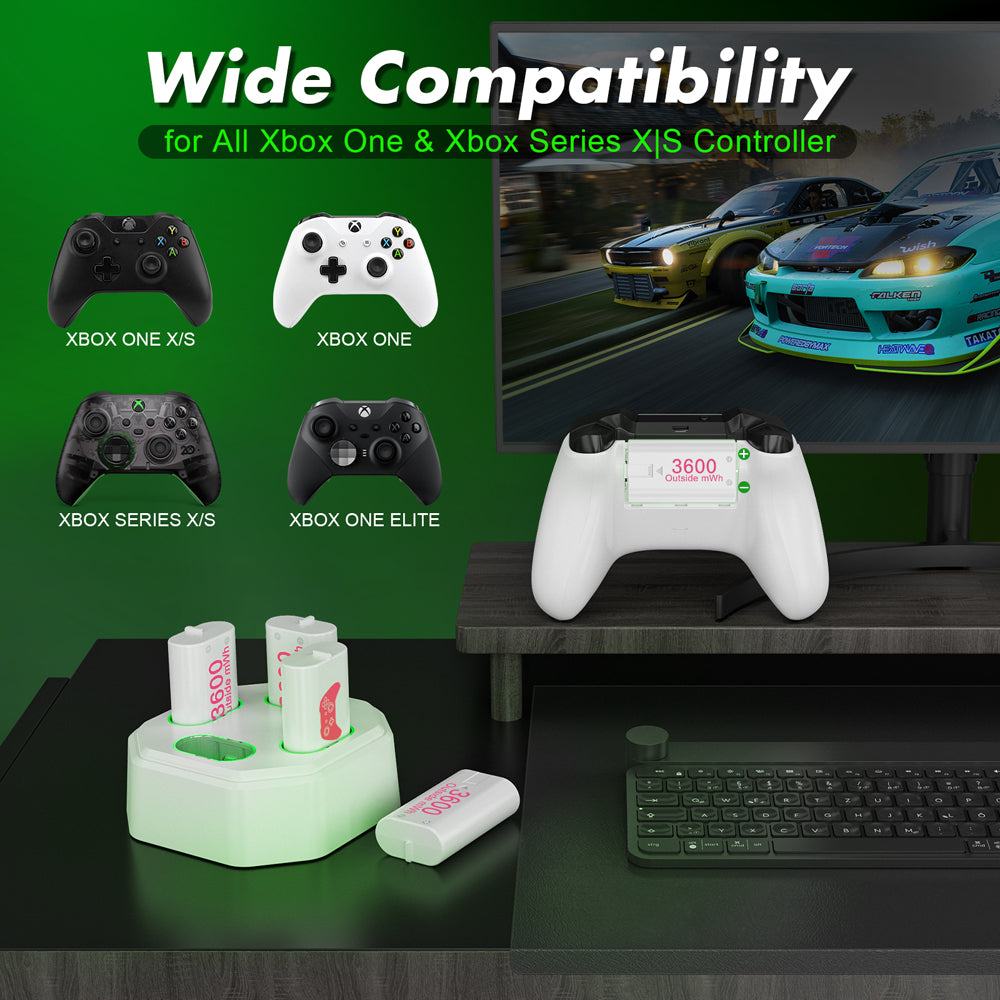 RUNTOGOL 4 Pack Rechargeable Battery Pack with Charger Dock for Xbox Wireless Controller