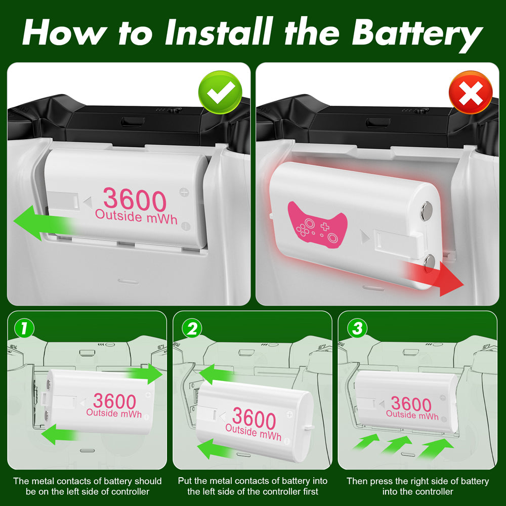 RUNTOGOL 4 Pack Rechargeable Battery Pack with Charger Dock for Xbox Wireless Controller