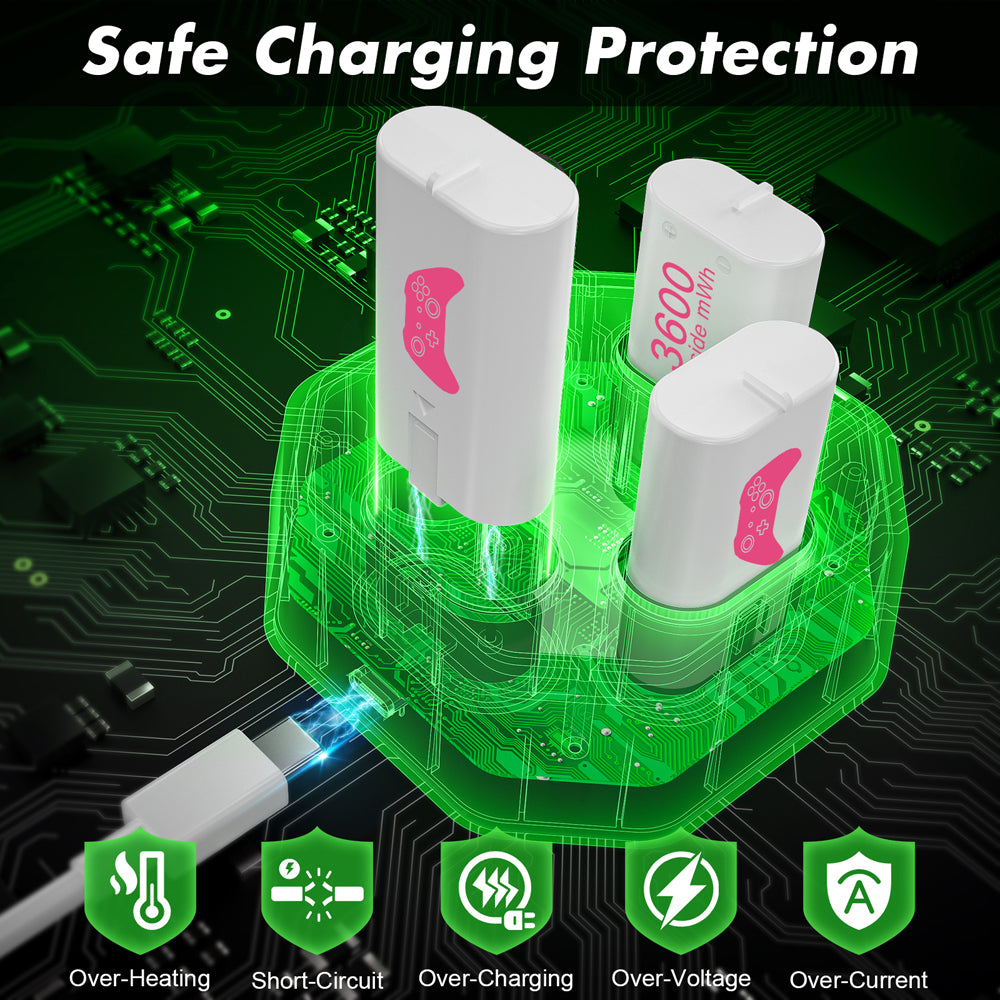 RUNTOGOL 4 Pack Rechargeable Battery Pack with Charger Dock for Xbox Wireless Controller